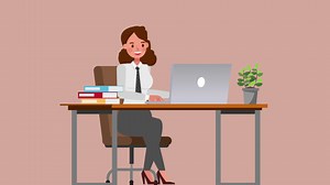 Download Female Office Worker Working On Computer In Office 2D Animation for free