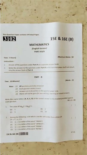 maths model question paper and bit paper for Board exam Telangana