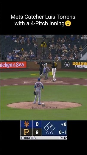 Mets Catcher Luis Torrens pitches a 4-Pitch Inning vs. Pirates #mlb #baseball #mets