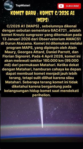 Komet C/2026 A1 (MIPS): Komet baru yang diprediksi sangat terang pada April 2026 #edukasi #komet