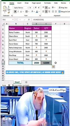 Fix All Excel Errors & Get Auto Total Instantly (No Formula)