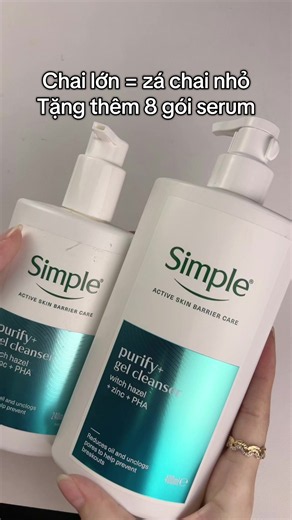 Srm Simple 400ml: Chai lớn tặng thêm 8 gói serum