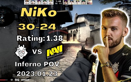G2 NiKo (30-24) vs NaVi (Inferno) @ BLAST春季小组2023_哔哩哔哩_bilibili