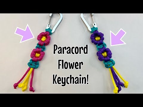 How to make a paracord flower keychain! Simple key ring key fob 🌸🌼