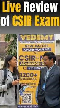 Live Review of CSIR Exam | Dr. Virendra Singh | #vedemy #csirexam #csirexampaper #examcenter