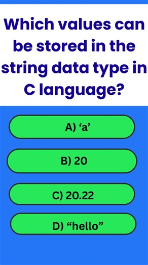 C Language Quiz Time | Which type of value you can store in "char" data type | C Quiz