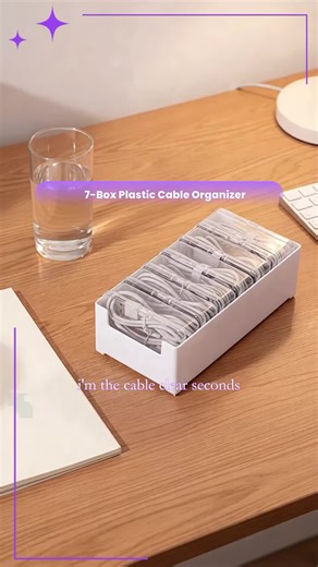 Plastic Cable Organizer Box Set with 7 Transparent Storage Boxes, Multi-Purpose Desktop Cable Management, Charging Line and Accessories Organization
