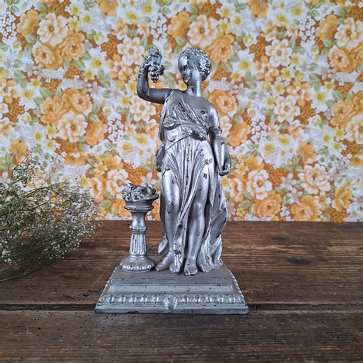 Spelter Metal Woman Statue on Stand Antique French, Cast Metal Spelter Woman, Greek Mythological Goddess - Etsy