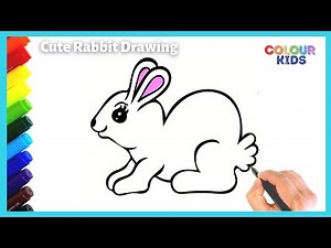 Cute Rabbit Drawing and Colouring Step by Step | How to Draw an Easy Bunny and Colouring it