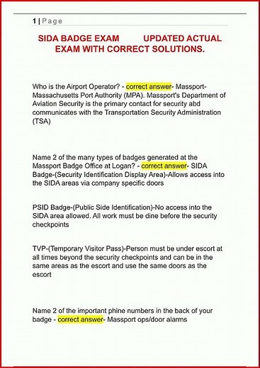 Sida Badge Exam Updated Actual Exam With Correct Solutions16 video