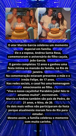 MARCIO GARCIA CELEBRA ANIVERSÁRIO DE 12 ANOS DO FILHO CAÇULA