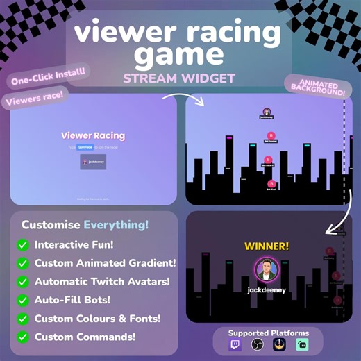Viewer Racing Game Widget for Twitch | Interactive Stream Overlay | Animated Cityscape Background | Customizable | Streamelements - Etsy