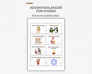 Printable Advent Calendar for Kids | 24 Christmas Activities to Print | Crafts, Games, and Fun | Christmas Countdown DIN A4 PDF