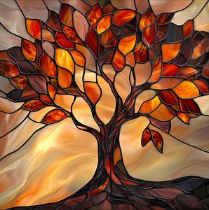 Stained Glass Premium Window Film, Custom Size, Frosted - Autumn Tree - Etsy