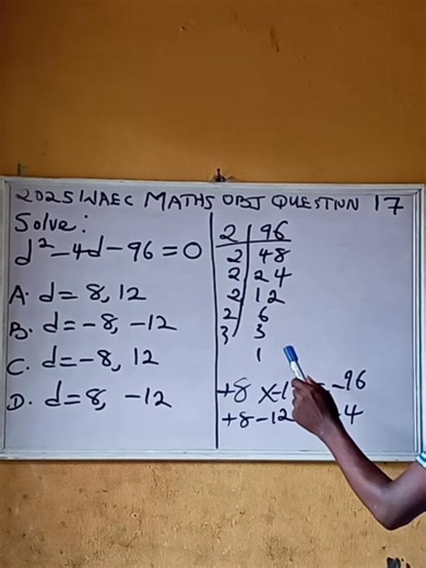 Watch 2025 WAEC Mathematics objective question 17 & 🥰💯 #2025waecmathematics #waecstudents #students #quadraticequation #stanleyabueduhub | Stanley Oghenenyerhovwo Abu