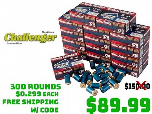 Challenger Super Shortshell 12 Gauge 13/4" Ammo $89.99 ($0.299ea) FREES&H