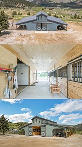 1K views · 39 reactions |  36 x 48 Monitor Barn  Perched among the hills of Anaconda, Montana, this monitor-style barn is as functional as it is scenic, with a sharply painted exterior finish and two overhangs. #horsebarns #horse #horselovers #modularbarn #amishquality #madeintheusa #barn #barnlife #barnliving #madeinusa #horses #horselove #nationwidedelivery #nationwide | Horizon Structures | Facebook