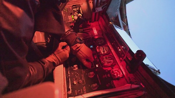 KC-135 Stratotanker aircraft refuels B-1B Lancer