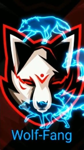 White and black and red custom wolf logo and video of ⁴blue wolf's surrounds the custom logo .