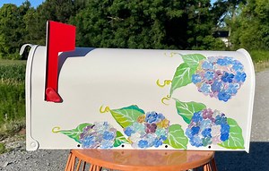 Hydrangea Mailbox Hand Painted White Standard Mailbox - Etsy