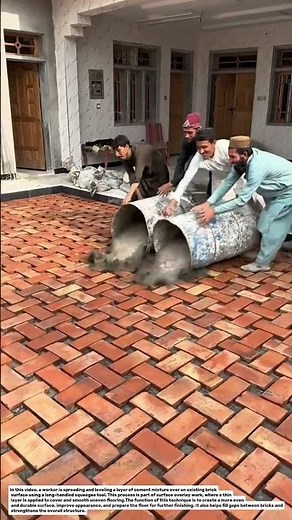 Satisfying Concrete Overlay on Brick Floor! Smooth Finishing Technique.