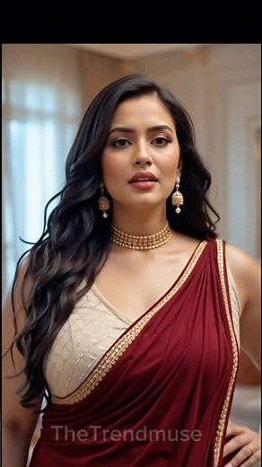 Why Is She So Beautiful? Cream Blouse & Maroon Saree That Steals Hearts | theTrendmuse✨🎥