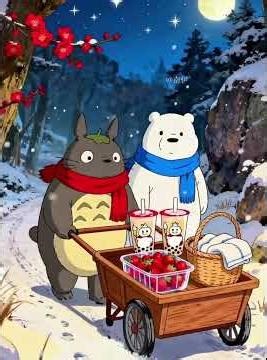 A Cozy Christmas Gift: Totoro Visits Ice Bear 🎁🐻‍❄️#usa#CozyWinter #GhibliVibes #Totoro #IceBear