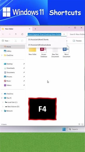 How to Display the Address Bar's List in File Explorer using Shortcut Keys in Windows 11