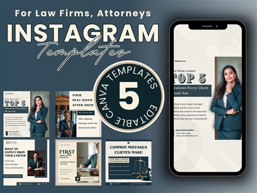 Attorney Instagram Templates | Legal Social Media Branding (digital Download) - Etsy