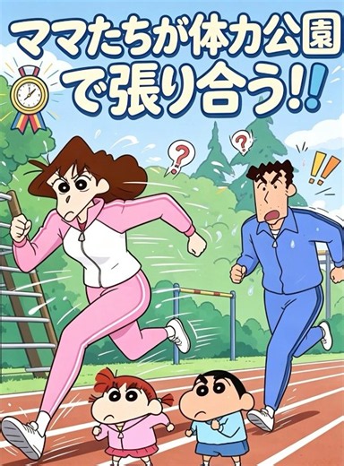 ママたちが体力公園で張り合う！ #面白集 #アニメ #面白い