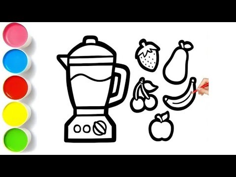 Blender Drawing with Fruits 🍓🍌🍎 | Easy Drawing & Coloring for Kids