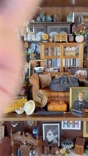 8.2K views · 675 reactions | #Obsessed with tufted leather furniture including sofas and chairs. This 1/12th scale dollhouse miniature piece by Peter Davies (1984) measures just 5” long and has super tiny brass casters so it can roll around! Excited to have this piece in my collection! #mini #miniatures #chesterfieldsofa #designer #tuftedsofa #cozysofa | D. Thomas Miniatures | Facebook