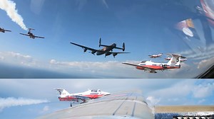 #ThrowbackThursday - We had the honour of leading the Canadian Forces Snowbirds formation with our Lancaster in August 2019. #TBT Royal Canadian Air Force | Canadian Warplane Heritage Museum