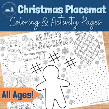 Christmas Activity Coloring Placemats: 8 Printable Holiday Fun Mats for Kids
