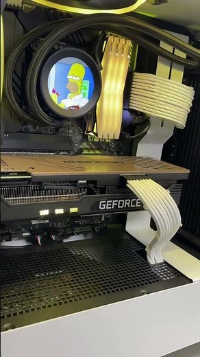 Gaming PC Homer Simpson Gif On Kraken Z53 LCD Liquid Cooler Fitted To A NZXT H510 Elite White Case