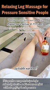 Relaxing Leg Massage for Pressure Sensitive People This massage method is specifically designed for people with sensitive or pressureintolerant legs By applying wide gentle strokes using the palms thumbs and fists it promotes circulation and reduces muscle discomfort without causing pain The flowing motions enhance lymphatic drainage release surface tension and improve the overall feeling of leg lightness Its ideal for those experiencing fatigue soreness or sensitivity in the lower limbs offerin