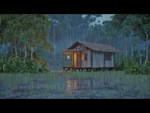 Twilight Rain by the Cabin | Relaxing Nature Ambience