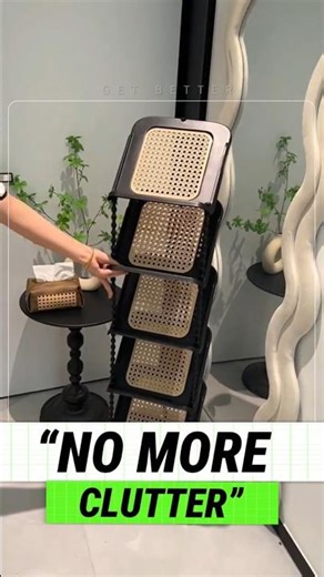 “SPACE SAVING SHOE RACK Hack | Stylish Rattan Entryway Organizer #Shorts”