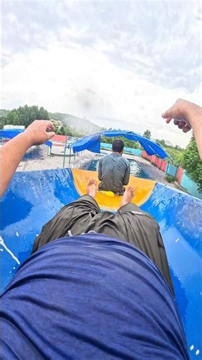 Water Slide Balloon Chase! 🎈💥 Epic Mid-Air Strike #Waterslide #Shorts #POV #Viral