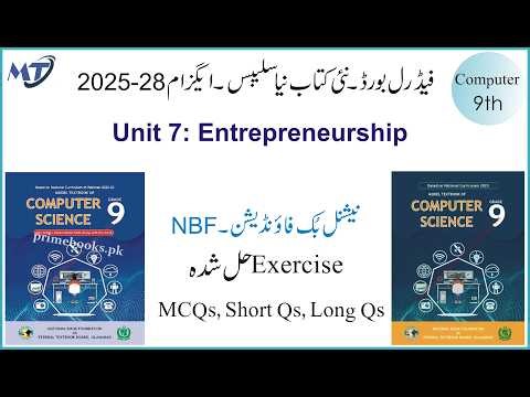 Computer Science Class 9 Federal Board (FBISE) NBF, Chapter 7 Exercise MCQs Short Qs Long Qs Unit 7