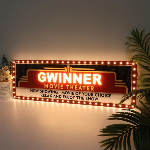 Custom Movie Theater Marquee Sign, Vintage Home Theater Wall Decor, Personalized Your Name Sign, Theater Room Wall Decor, Game Zone Wall Art - Etsy