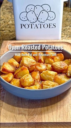 Oven Roasted Potatoes with Duck Fat and Rosemary Salt #ovenroasted #potatoes #recipe #cooking
