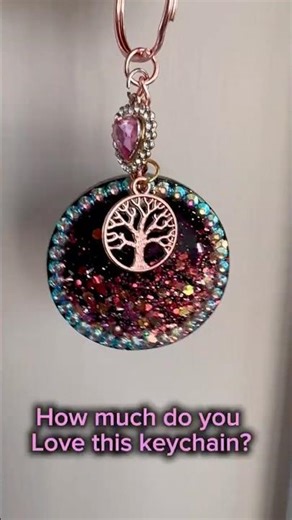 DIY Sparkly Resin Keychain 🌟 with Tree of Life Charm | Handmade Glitter Keychain