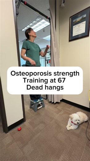 Osteoporosis strength training at 67 - deadhangs #osteoporosis #strongerbones