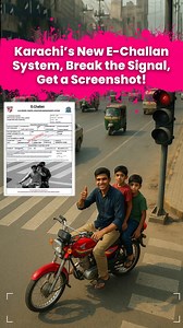 Karachi’s New E-Challan System, Break the Signal, Get a Screenshot! Disclaimer: Images are AI-Generated and are used for creative purposes only #Karachi #EChallan #KarachiTraffic #DriveSafe #CaughtOnCamera #FineAlert #NoEscapeNow #TrafficRules #DigitalPakistan | Loug