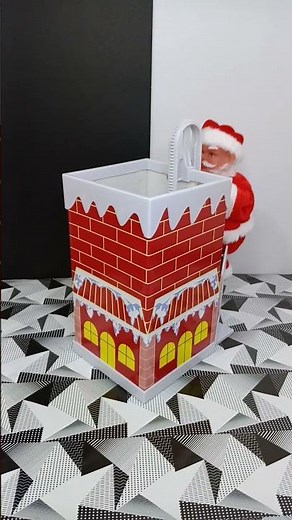 super unique Santa Claus climbing the chimney