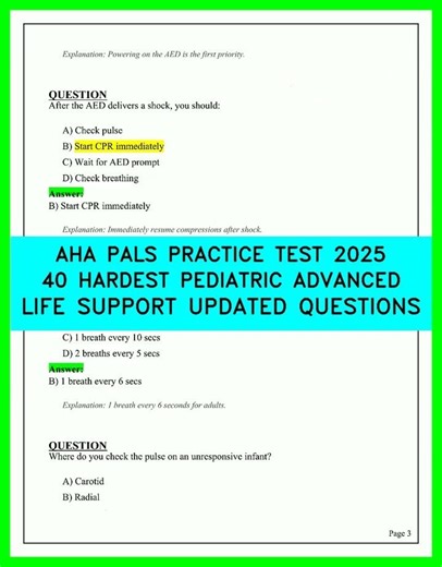 AHA PALS PRACTICE TEST 2026 | 40 HARDEST PEDIATRIC ADVANCED LIFE SUPPORT UPDATED QUESTIONS 2026!.