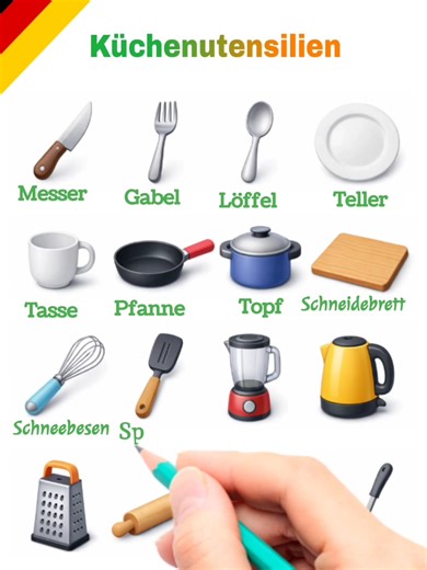 Küchenutensilien auf Deutsch für Anfänger