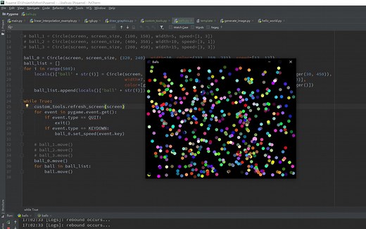 使用Pygame生成大量小球