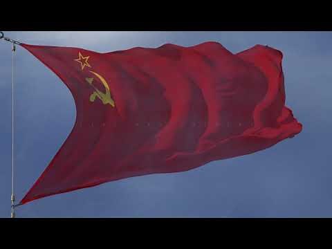 State Anthem of the USSR and Beautiful Waving Flag